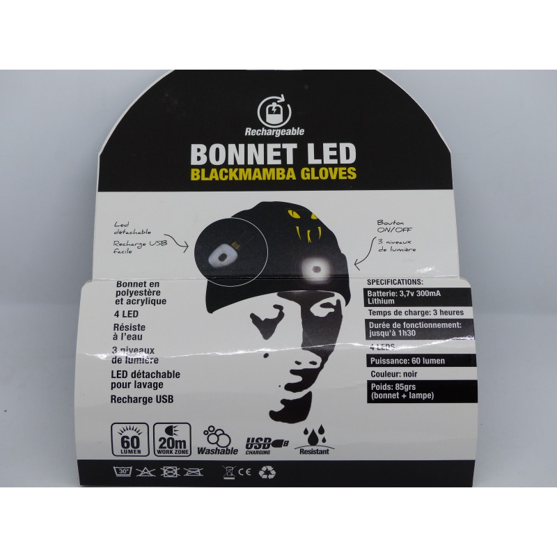 Bonnet à 4 LED avant - Avec batterie USB