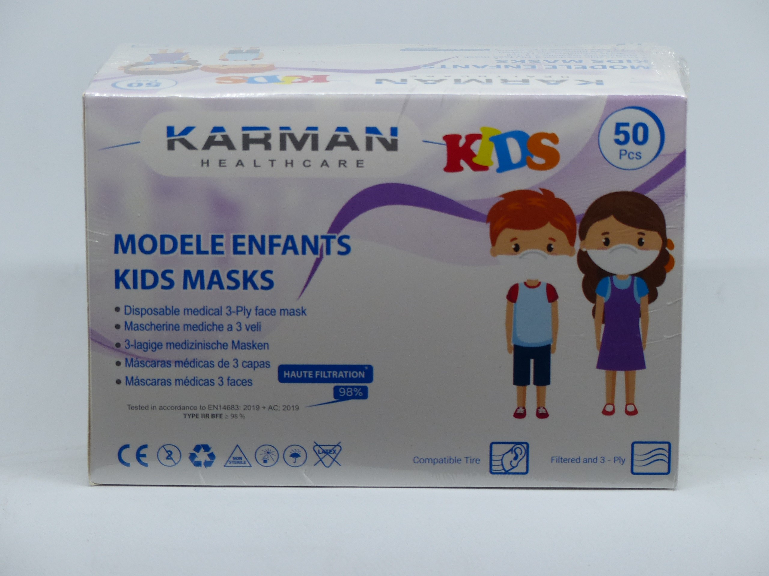 Boîte de 50 Masques Chirurgicaux Enfants - Jetables - 3 plis - Fabriqu –  Evoluderm