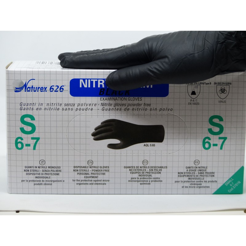 Gants jetables nitrile biodégradable 300mm 0,15mm noir S